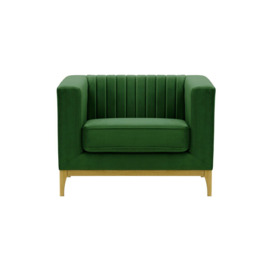 Slender Wood Armchair, dark green, Leg colour: like oak - thumbnail 1