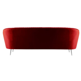 Kooper 3 Seater Sofa with stitching, dark red, Leg colour: chrome metal - thumbnail 2