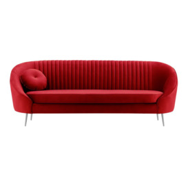 Kooper 3 Seater Sofa with stitching, dark red, Leg colour: chrome metal - thumbnail 1