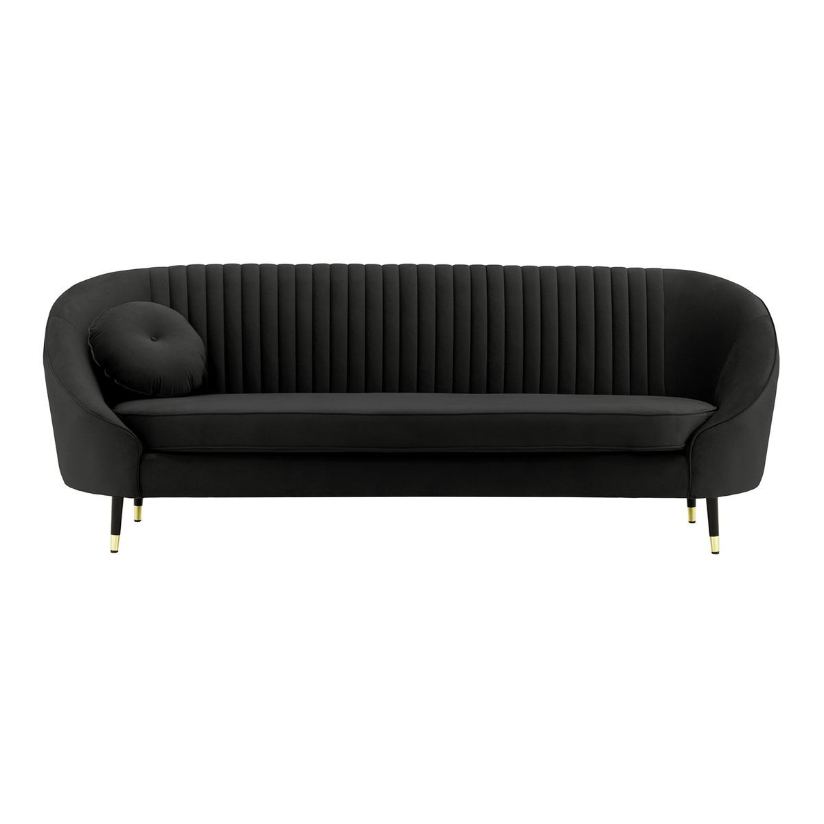 Kooper 3 Seater Sofa with stitching, black, Leg colour: Black + gold - image 1