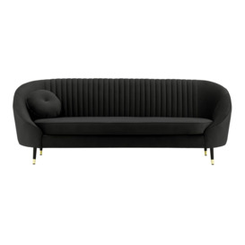 Kooper 3 Seater Sofa with stitching, black, Leg colour: Black + gold - thumbnail 1