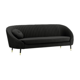 Kooper 3 Seater Sofa with stitching, black, Leg colour: Black + gold - thumbnail 3