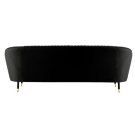 Kooper 3 Seater Sofa with stitching, black, Leg colour: Black + gold - thumbnail 2