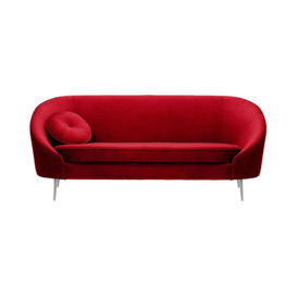 Kooper 3 Seater Sofa, dark red, Leg colour: chrome metal - thumbnail 1