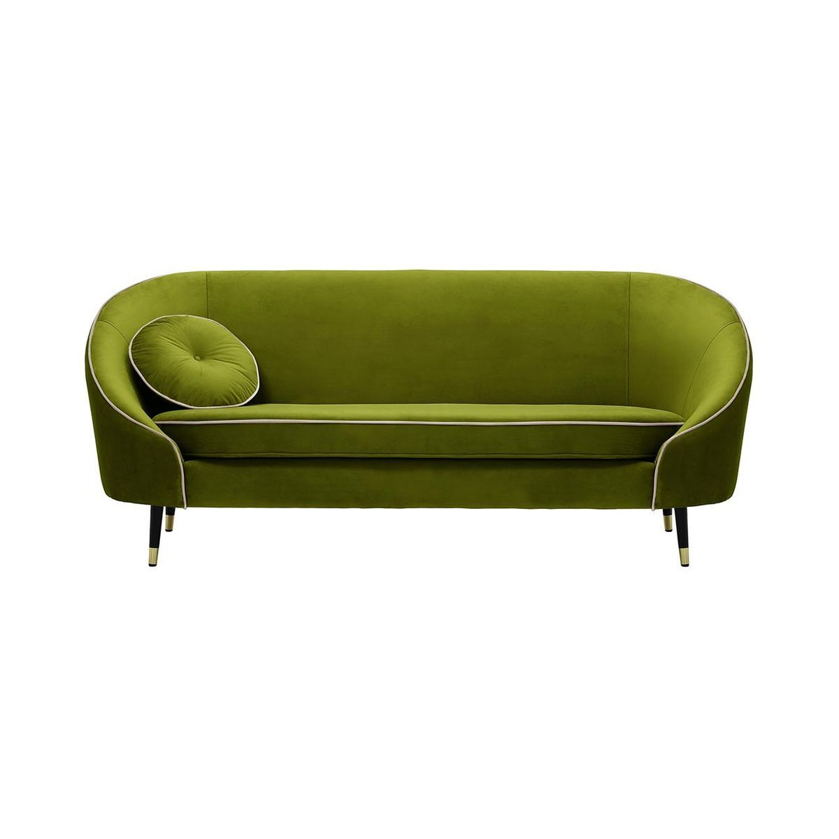 Kooper 3 Seater Sofa, olive green, Leg colour: Black + gold - image 1