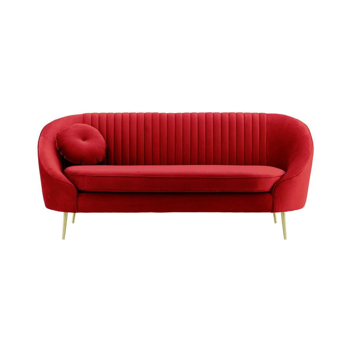 Kooper 2,5 Seater Sofa with stitching, dark red, Leg colour: gold metal - image 1