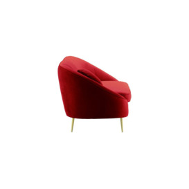 Kooper 2,5 Seater Sofa with stitching, dark red, Leg colour: gold metal - thumbnail 3