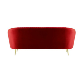 Kooper 2,5 Seater Sofa with stitching, dark red, Leg colour: gold metal - thumbnail 2