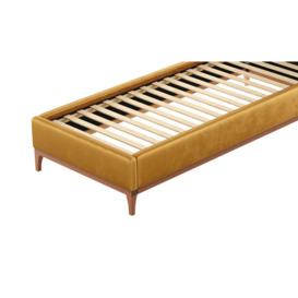 Marlon 3ft Single Bed Frame with luxury deep button quilted headboard, mustard, Leg colour: aveo - thumbnail 2