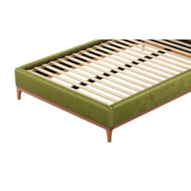 Marlon 4ft6 Double Bed Frame with luxury deep button quilted headboard, olive green, Leg colour: aveo - thumbnail 2