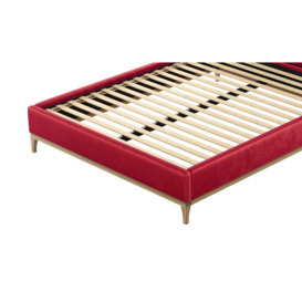 Reese 5ft King Size Bed Frame with fluted vertical stitch wing headboard, dark red, Leg colour: wax black - thumbnail 2