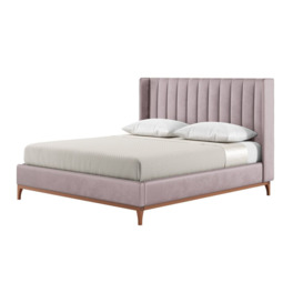 Reese 6ft Super King Size Bed Frame with fluted vertical stitch wing headboard, lilac, Leg colour: aveo