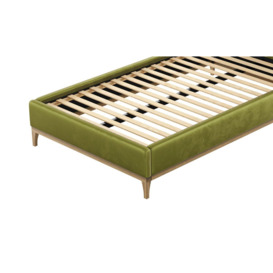 Diane 4ft Small Double Bed Frame with modern smooth wing headboard, olive green, Leg colour: wax black - thumbnail 2