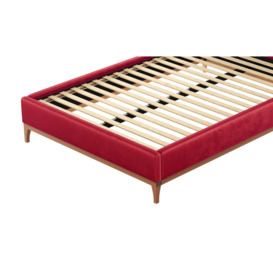Diane 4ft6 Double Bed Frame with modern smooth wing headboard, dark red, Leg colour: aveo - thumbnail 2