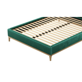 Diane 5ft King Size Bed Frame with modern smooth headboard, dark green, Leg colour: wax black - thumbnail 2
