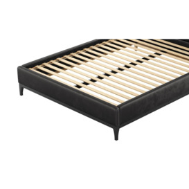 Diane 5ft King Size Bed Frame with modern smooth wing headboard, black, Leg colour: black - thumbnail 2