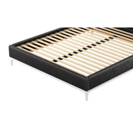 Diane 6ft Super King Size Bed Frame with modern smooth headboard, black, Leg colour: white - thumbnail 2