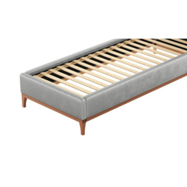 Gene 3ft Single Bed Frame with modern horizontal stitch headboard, silver, Leg colour: aveo - thumbnail 2
