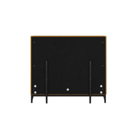 Gene 4ft6 Double Bed Frame with modern horizontal stitch headboard, mustard, Leg colour: black - thumbnail 3