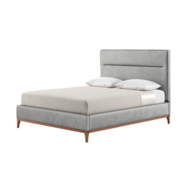 Gene 5ft King Size Bed Frame with modern horizontal stitch headboard, silver, Leg colour: aveo