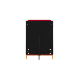 Emily 3ft Single Bed Frame with contemporary panel headboard, dark red, Leg colour: like oak - thumbnail 3