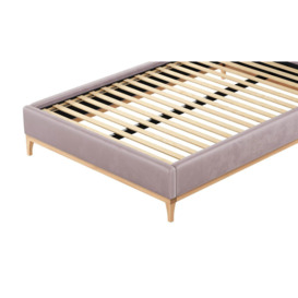 Emily 4ft6 Double Bed Frame with contemporary twin panel wing headboard, lilac, Leg colour: like oak - thumbnail 2