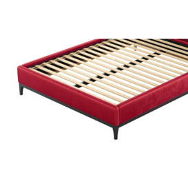 Emily 5ft King Size Bed Frame with contemporary twin panel headboard, dark red, Leg colour: black - thumbnail 2