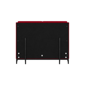 Emily 5ft King Size Bed Frame with contemporary twin panel headboard, dark red, Leg colour: black - thumbnail 3