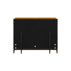 Emily 5ft King Size Bed Frame with contemporary twin panel headboard, mustard, Leg colour: black - thumbnail 3