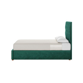 Jewel 4ft Small Double Bed Frame With Luxury Deep Button Quilted Headboard, dark green, Leg colour: aveo - thumbnail 3