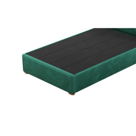 Jewel 4ft Small Double Bed Frame With Luxury Deep Button Quilted Headboard, dark green, Leg colour: aveo - thumbnail 2