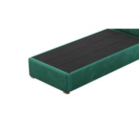Naomi 3ft Single Bed Frame With Fluted Vertical Stitch Wing Headboard, dark green, Leg colour: aveo - thumbnail 2