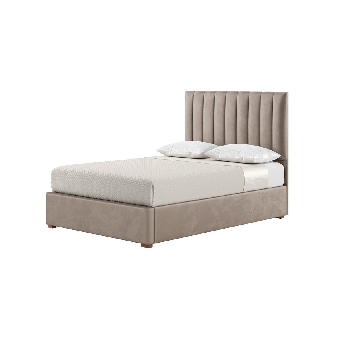 Naomi 4ft6 Double Bed Frame With Fluted Vertical Stitch Headboard, mink, Leg colour: aveo - image 1