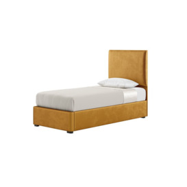 Darcy 3ft Single Bed Frame With Modern Smooth Headboard, mustard, Leg colour: black - thumbnail 1