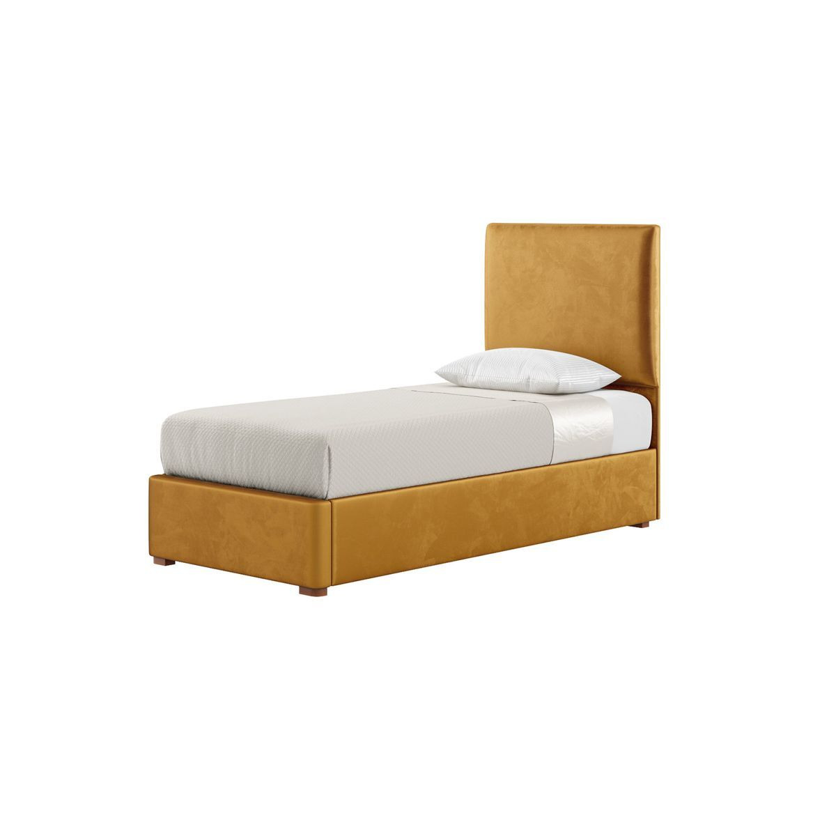 Darcy 3ft Single Bed Frame With Modern Smooth Headboard, mustard, Leg colour: aveo - image 1