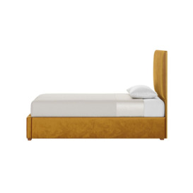 Darcy 3ft Single Bed Frame With Modern Smooth Headboard, mustard, Leg colour: aveo - thumbnail 3