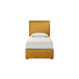 Darcy 3ft Single Bed Frame With Modern Smooth Headboard, mustard, Leg colour: aveo - thumbnail 2