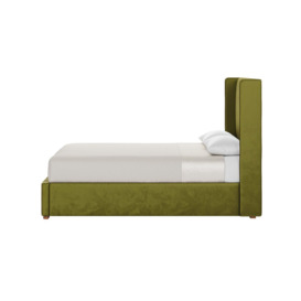 Darcy 4ft Small Double Bed Frame With Modern Smooth Wing Headboard, olive green, Leg colour: aveo - thumbnail 3