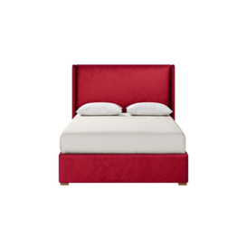 Darcy 4ft6 Double Bed Frame With Modern Smooth Wing Headboard, dark red, Leg colour: aveo - thumbnail 3