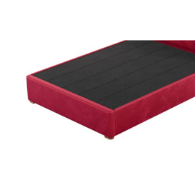 Darcy 4ft6 Double Bed Frame With Modern Smooth Wing Headboard, dark red, Leg colour: aveo - thumbnail 2