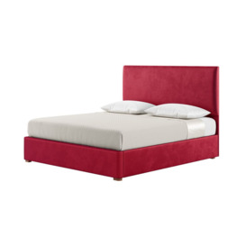 Darcy 6ft Super King Size Bed With Modern Smooth Headboard, dark red, Leg colour: aveo