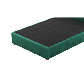 Felix 4ft6 Double Bed Frame With Contemporary Twin Panel Headboard, dark green, Leg colour: aveo - thumbnail 2