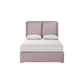 Felix 4ft6 Double Bed Frame With Contemporary Twin Panel Headboard, lilac, Leg colour: like oak - thumbnail 3