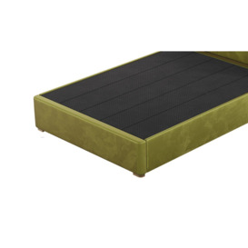 Lewis 4ft6 Double Bed Frame Modern Horizontal Stitch Headboard, olive green, Leg colour: wax black - thumbnail 2