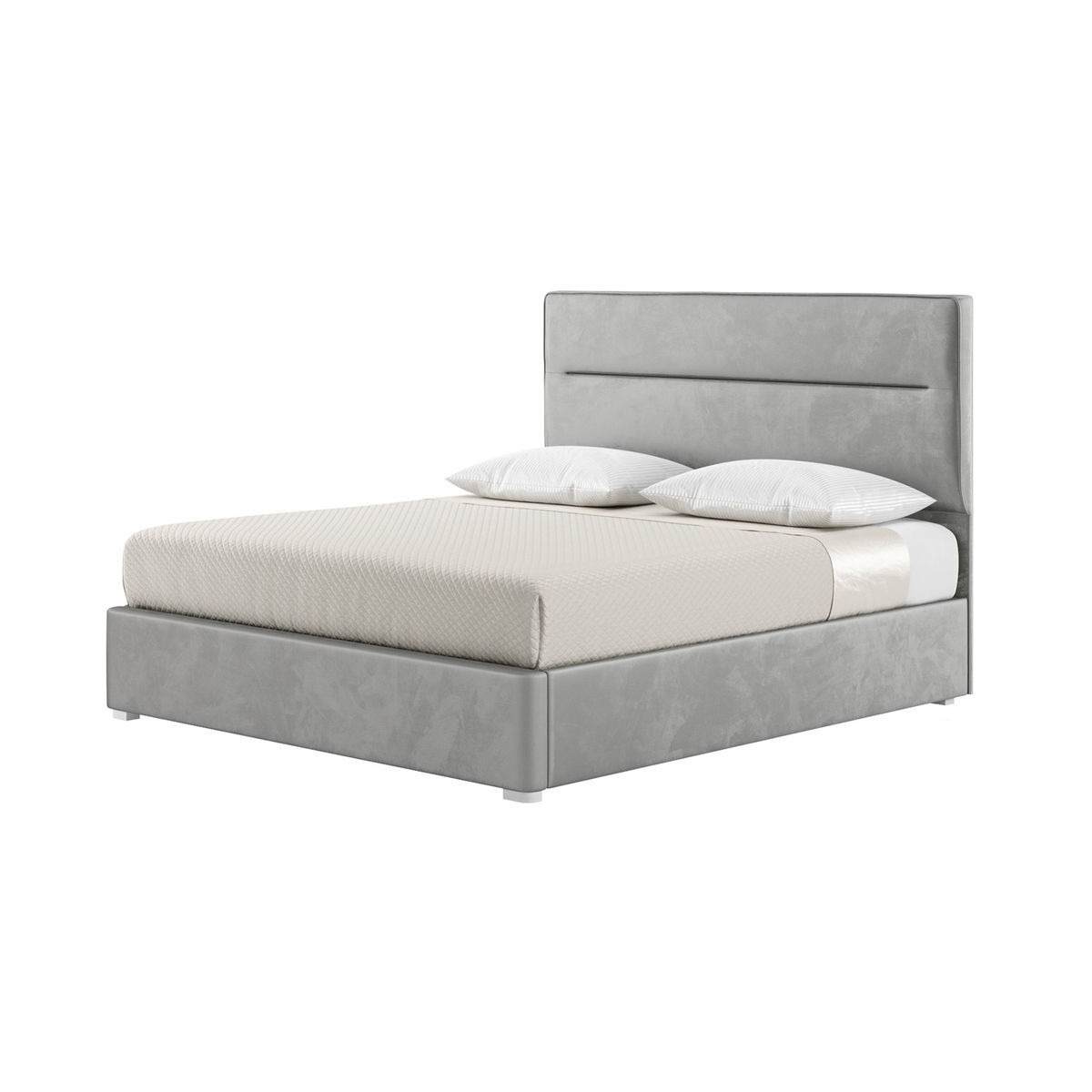 Lewis 6ft Super King Size Bed Modern Horizontal Stitch Headboard, silver, Leg colour: white - image 1