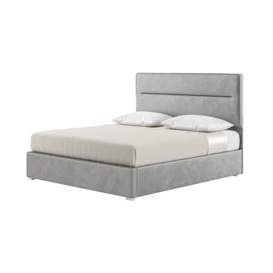 Lewis 6ft Super King Size Bed Modern Horizontal Stitch Headboard, silver, Leg colour: white - thumbnail 1