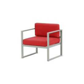 Sunset Garden Armchair, red, Leg colour: grey steel