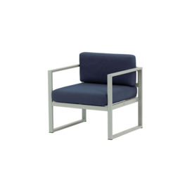 Sunset Garden Armchair, navy blue, Leg colour: grey steel