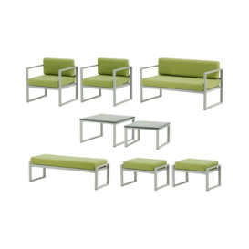 Sunset 8-piece complete garden furniture, green, Leg colour: grey steel