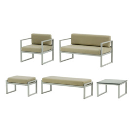 Sunset 5-piece garden furniture set A, beige, Leg colour: grey steel